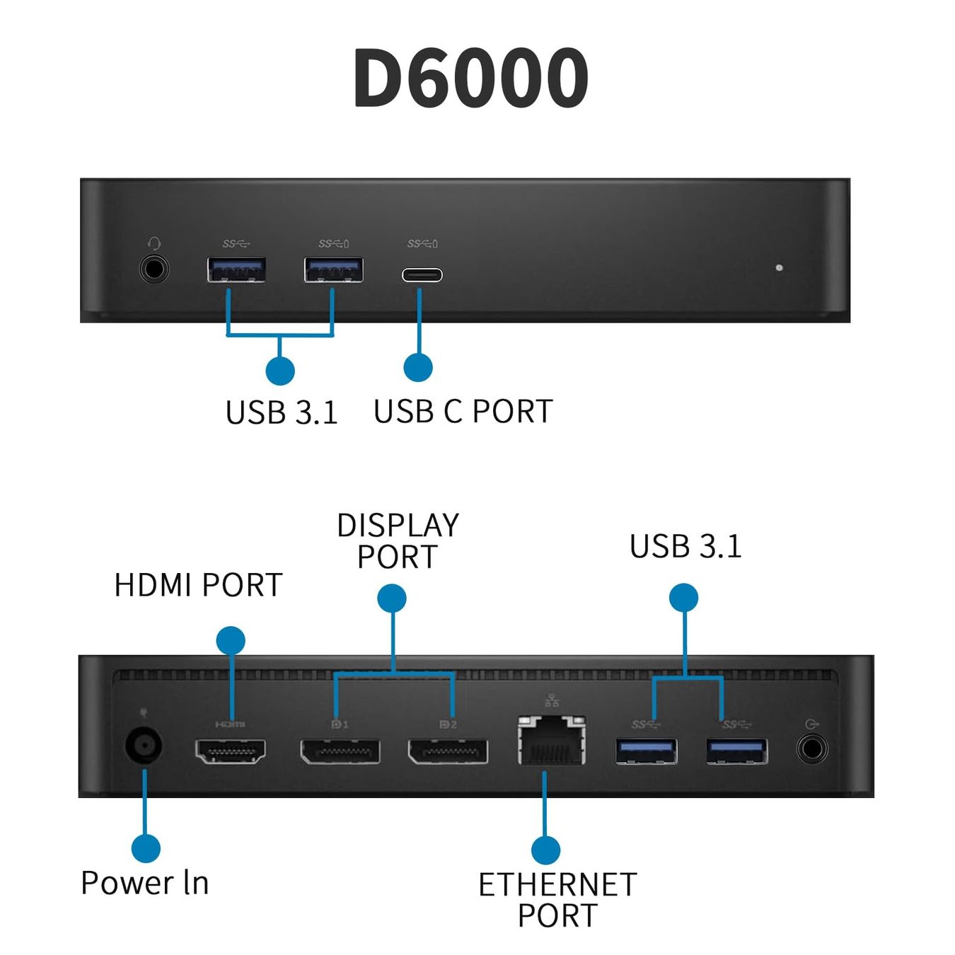 Dell Docking station: Dell D6000 USB-C Dockingstation mit Netzteil 130W  – Usato da Teufen ZH venduto da finetec 1