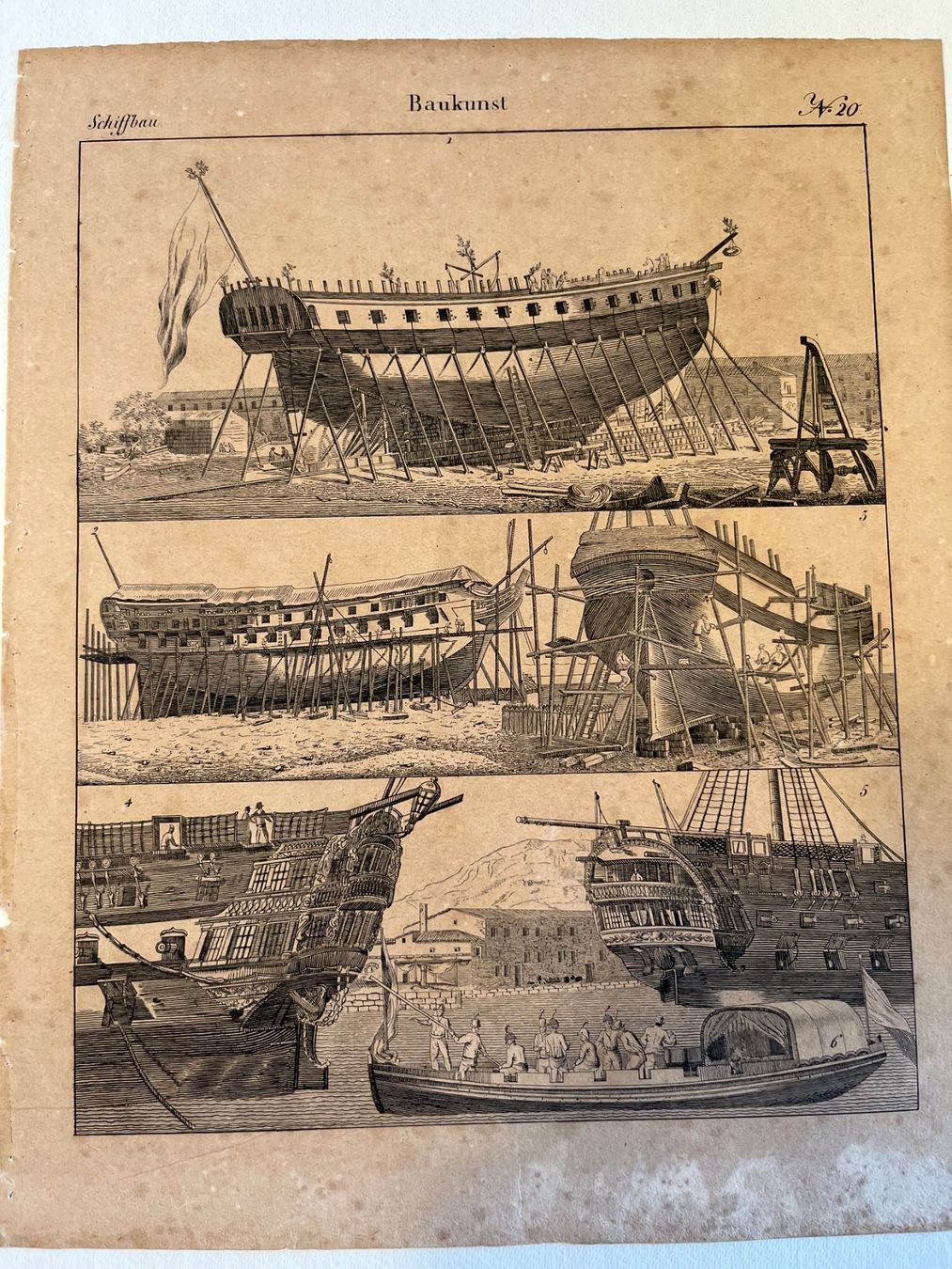 Grafica & Litografie: Six Lithographies Antiques de Construction Navales de 1833 – Usato da Lausanne venduto da charlie_lau24 3
