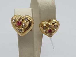Echt 18K Gold - Herz Ohrringe