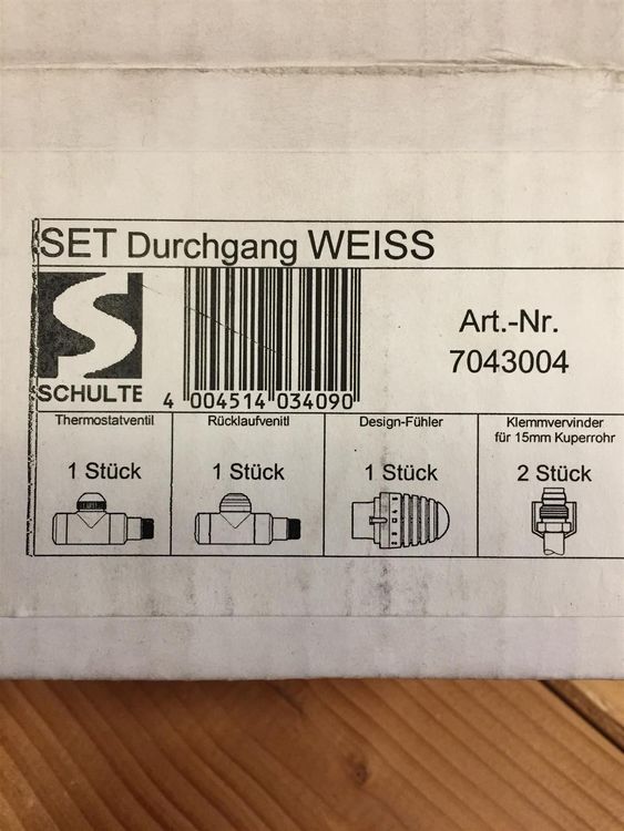 Thermostat-Set Durchgang 1/2" weiss-406 2