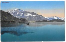 Zugersee mit kleinem Dampfschiff