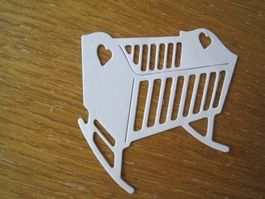Stanz-Papier Motive Wiege weiss, gelb, b