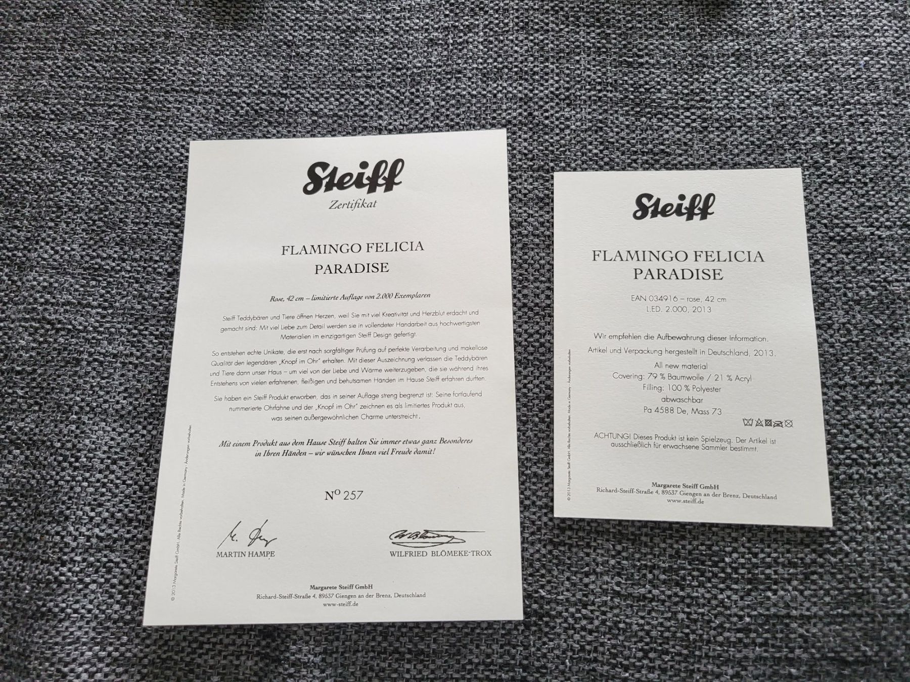 Steiff Giocattoli: Steiff Flamingo – Usato da Zürich venduto da Orchidee 6
