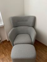 Sessel mit Hocker grau Stoff guter Zustand