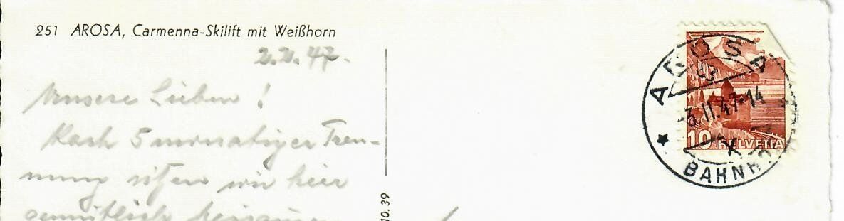Cartoline postali: Arosa - Carmenna Skilift  1947 – Usato da Hochdorf venduto da Ziegel-16 1