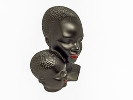 statuette africaniste vintage, mère enfant 50' Mid Century