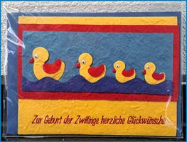 Hochwertige Glückwunschkarte für Zwillinge