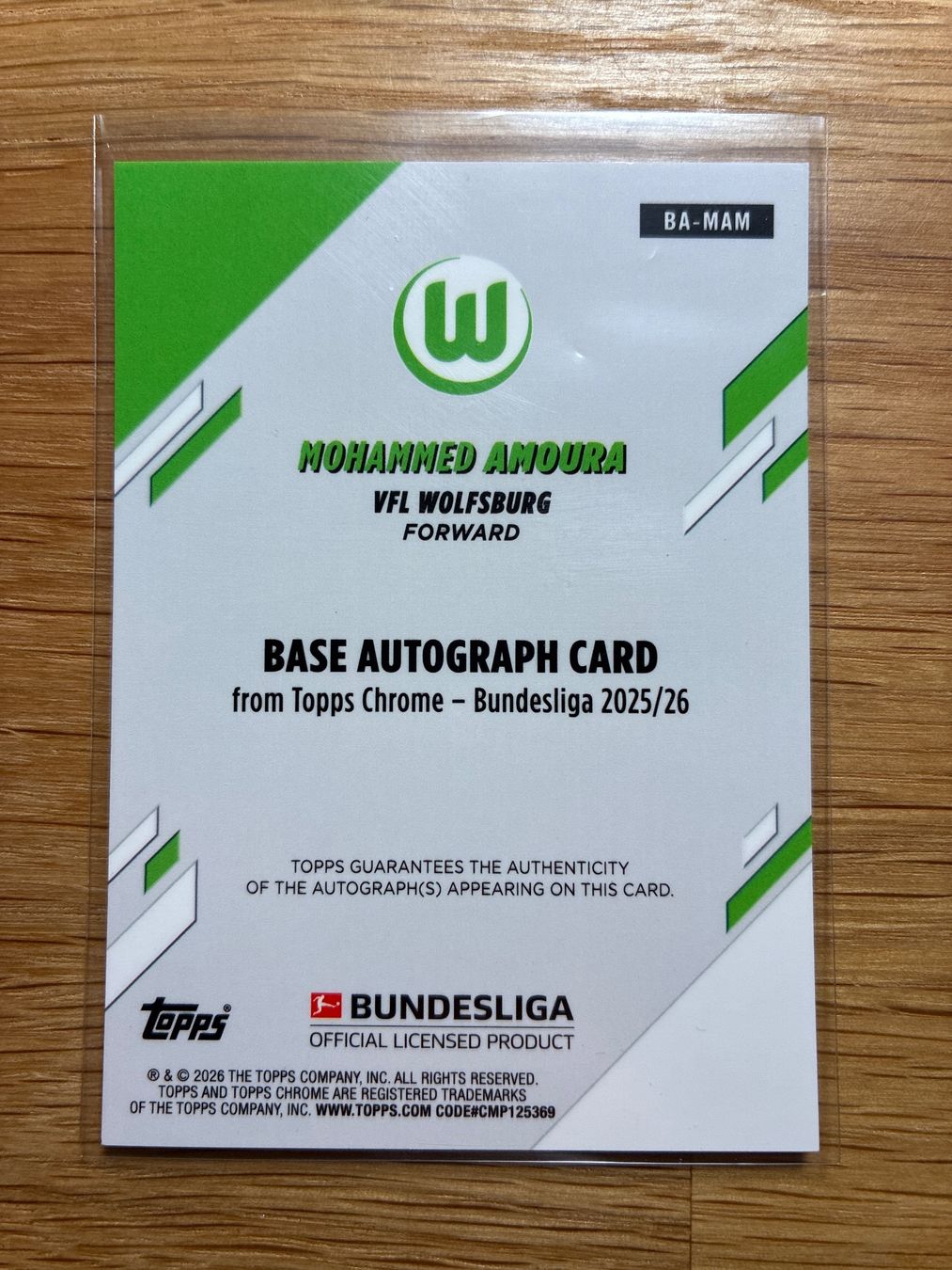 Topps Carte collezionabili: Topps Chrome Mohammed Amoura Wolfsburg Autogramm /75 – Usato da Wangenried venduto da Garagara 1