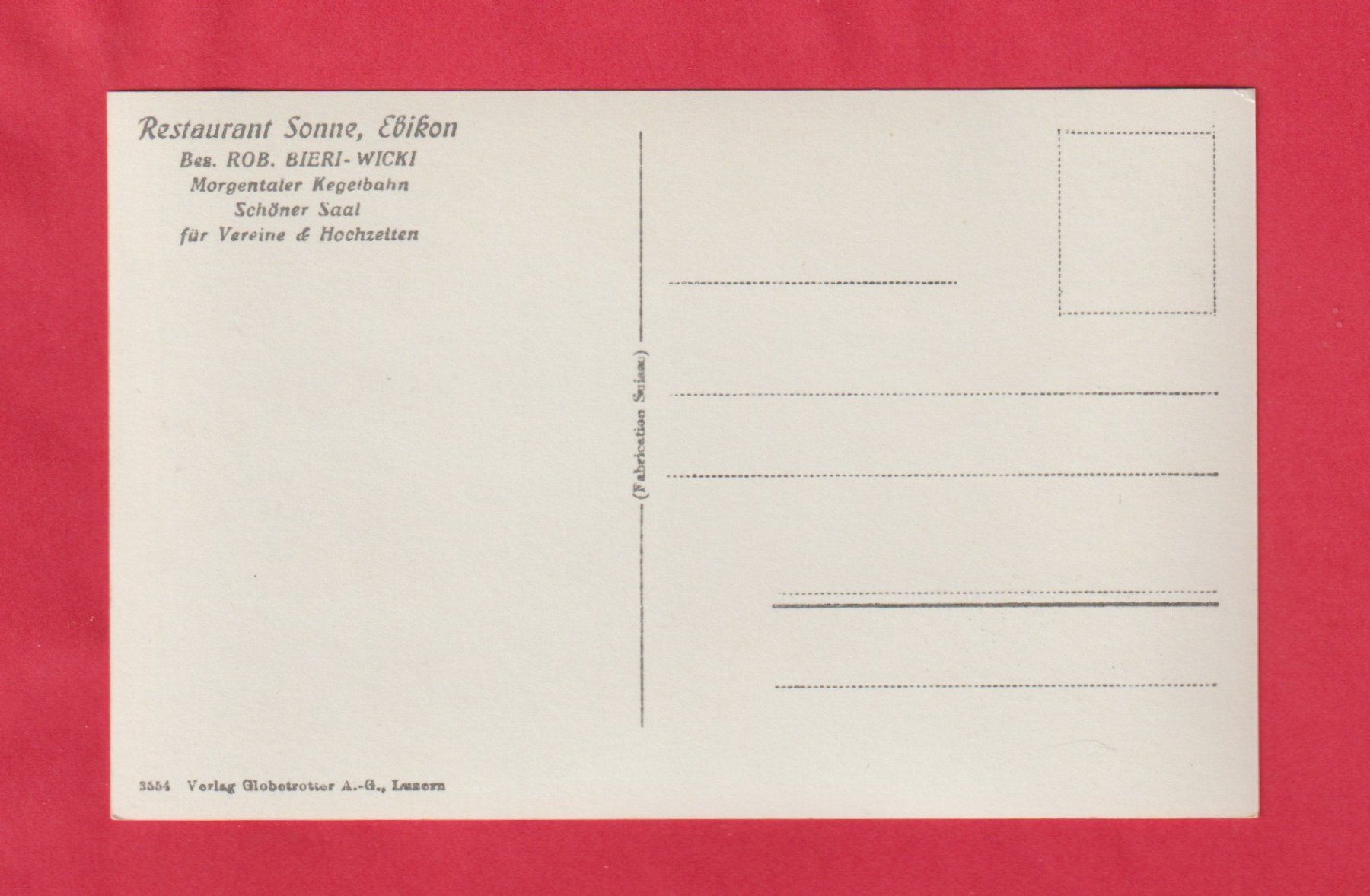 Cartoline postali: Echtfoto Postkarte Restaurant Sonne, Ebikon "Äbike" – Usato da Zürich venduto da Gill46 1