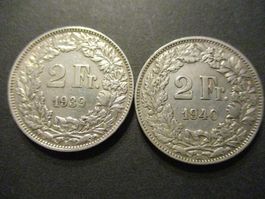 2 x 2.- Fr  1939+1940 Superbes pièces  Superbe qualité