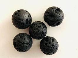 5 x Lava Perlen Schwarz 14mm, Schmuckzubehör, Lavastein