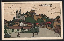 Steindruck-AK Aarburg, Strassenpartie mi