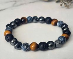 Braccialetto con pietra ematite e lavica