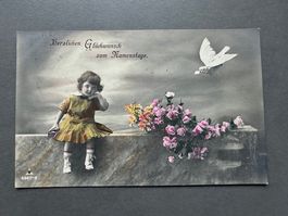 Antike Glückwunschkarte Namensfest 1923