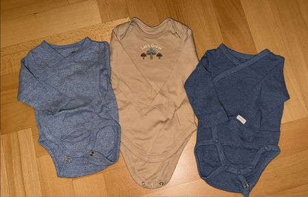 3 Baby Bodys langarm Set blau