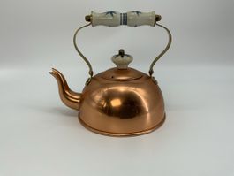 Kupferkessel, Vintage Teekessel mit Keramikgriff