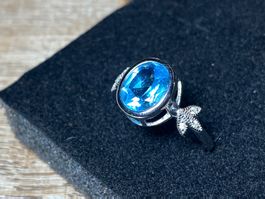 Blautopas Ring Silber 925 vergoldet 💎✨