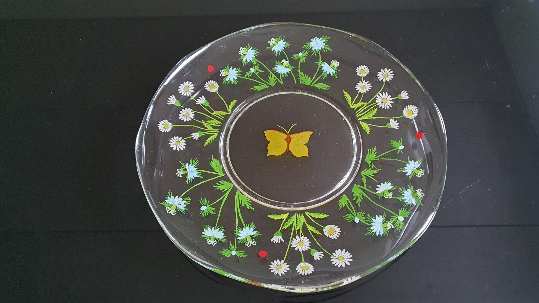 Piatti: Glasteller gross mit Blumenmuster – Usato da Giswil venduto da online-Brockenhaus