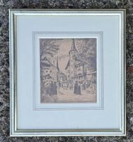 Reinach Markt Lindenplatz, Litho v. Steinmann, Kirche belebt