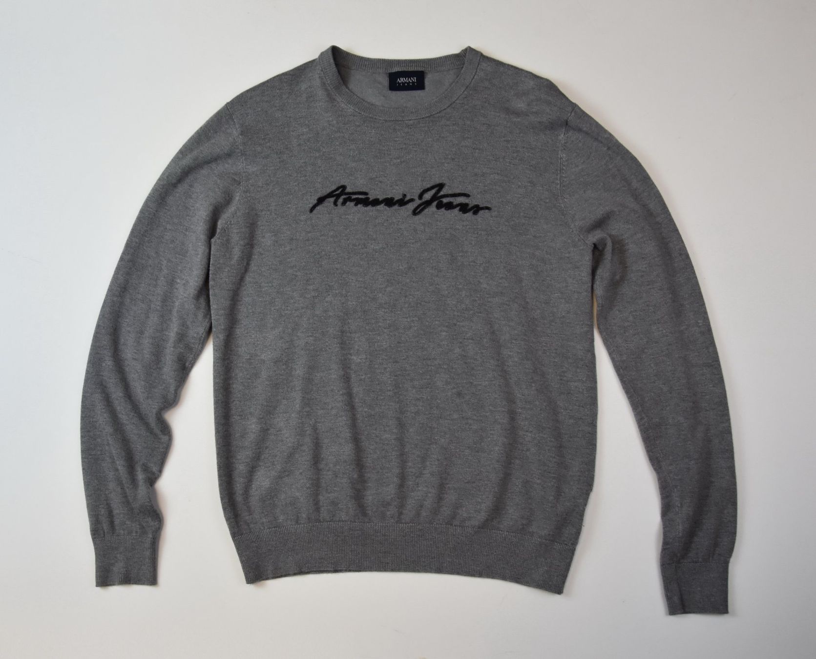 Armani Maglioni & Felpe: Armani Jeans Pullover Herren AJ Pullrunder / grau/Gr.S-M – Usato da Wohlenschwil venduto da ABC-Vintage 2