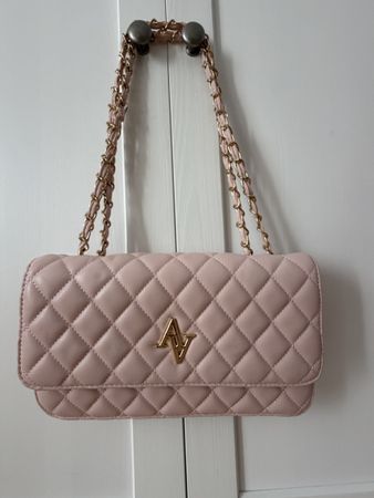 Damen Tasche Steppmuster rosa goldene Kette