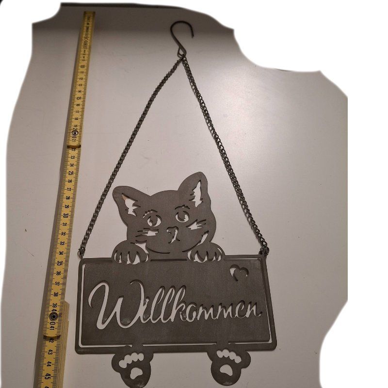 Insegne: süsses Türhängeschild Katze - Willkommen, Metall – Nuovo (secondo la descrizione) da Weggis venduto da Mylemontree 1