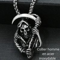 SOLDE Collier Homme Faucheuse - Acier Inoxydable - Tendance