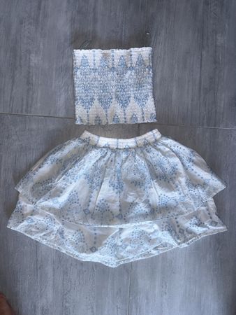 Ensemble jupe et top imprimé bleu et blanc taille S