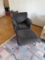 Sessel mit Fusshocker dunkelblau