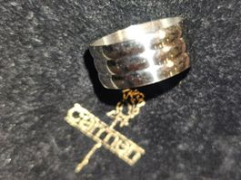 AISI Ring, Edelstahl Ring mit Streifen-Muster. Gr. 22