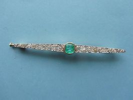 Smaragd-Brillant-Brche,Art Deco um 1920-18 K.Gold