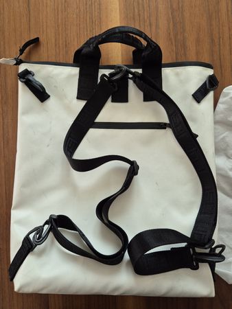 JOST Rucksack Tasche weiss mit Staubbeutel und Tragegurt 