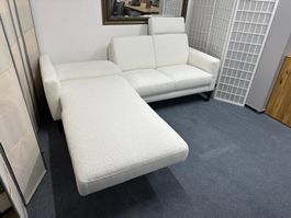 Sofa MAX Stoff weiss 224 x 188 cm elektrisch verlängerbar