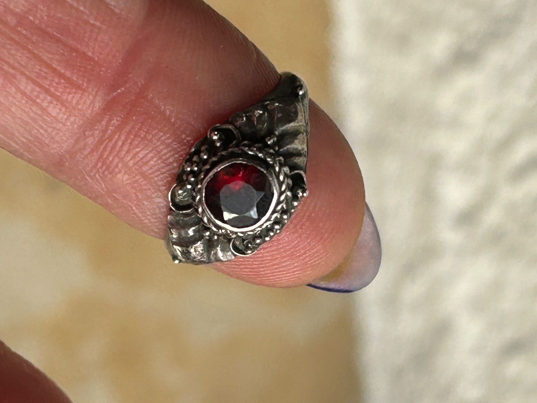 Anelli: Vintage Silberring Granat Stein (48) – Usato da Laufen venduto da Bellebellezza 9