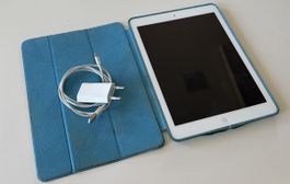 Apple iPad Air 1.Gen silber mit Hülle und Ladekabel
