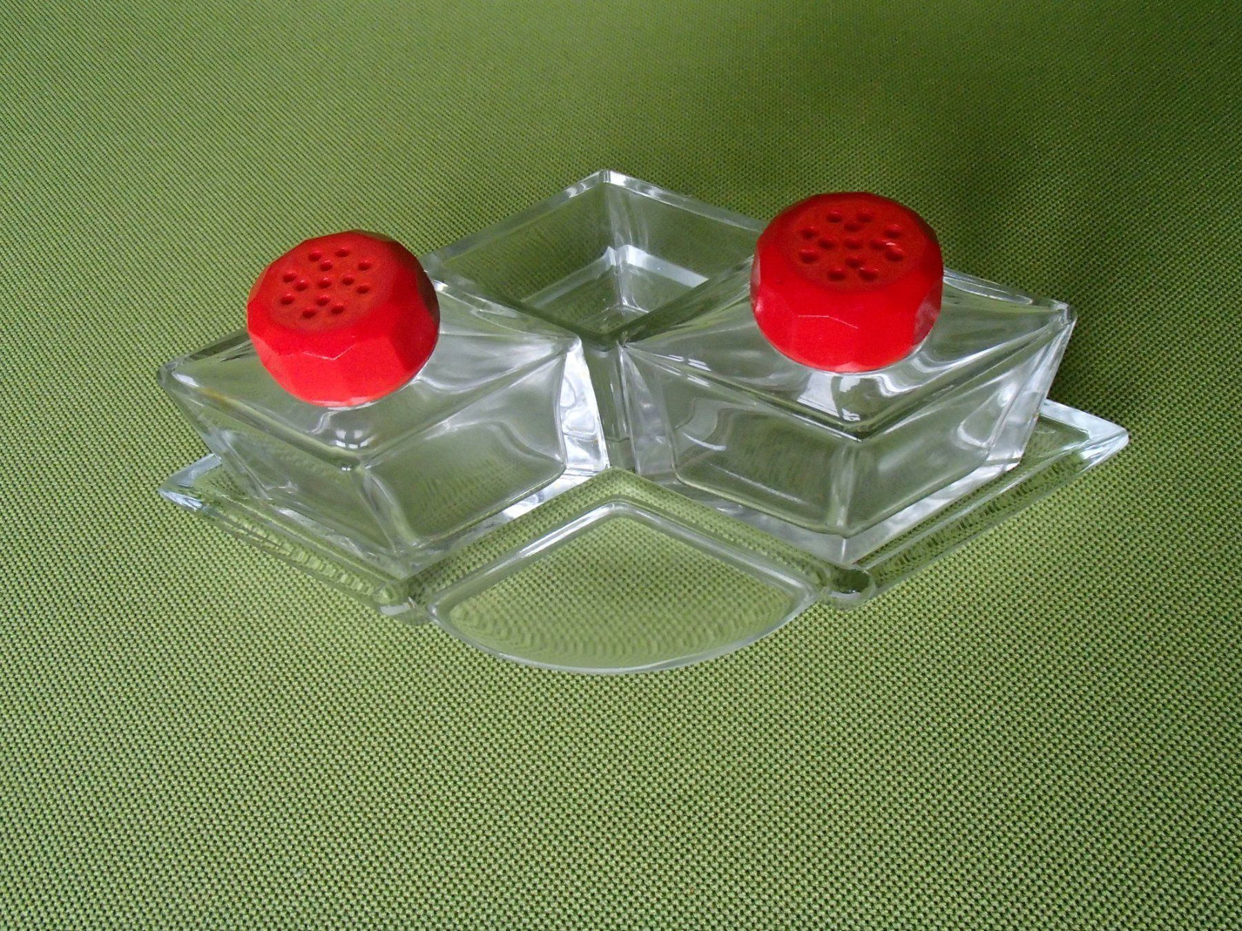 Gläser: 4 teil. Art Deco Menage mit rotem Deckel – Gebraucht aus Schöfflisdorf von pullux 4