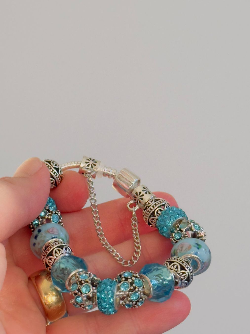 Bracciali & Braccialetti: Blue Rhinestone Beads Bracelet 18 sm – Nuovo e nell'imballaggio originale da Genève venduto da AWWA 9