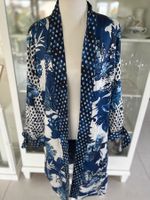Sommerlicher Kimono, blau-weiss gemustert, Seide-Grösse M/38