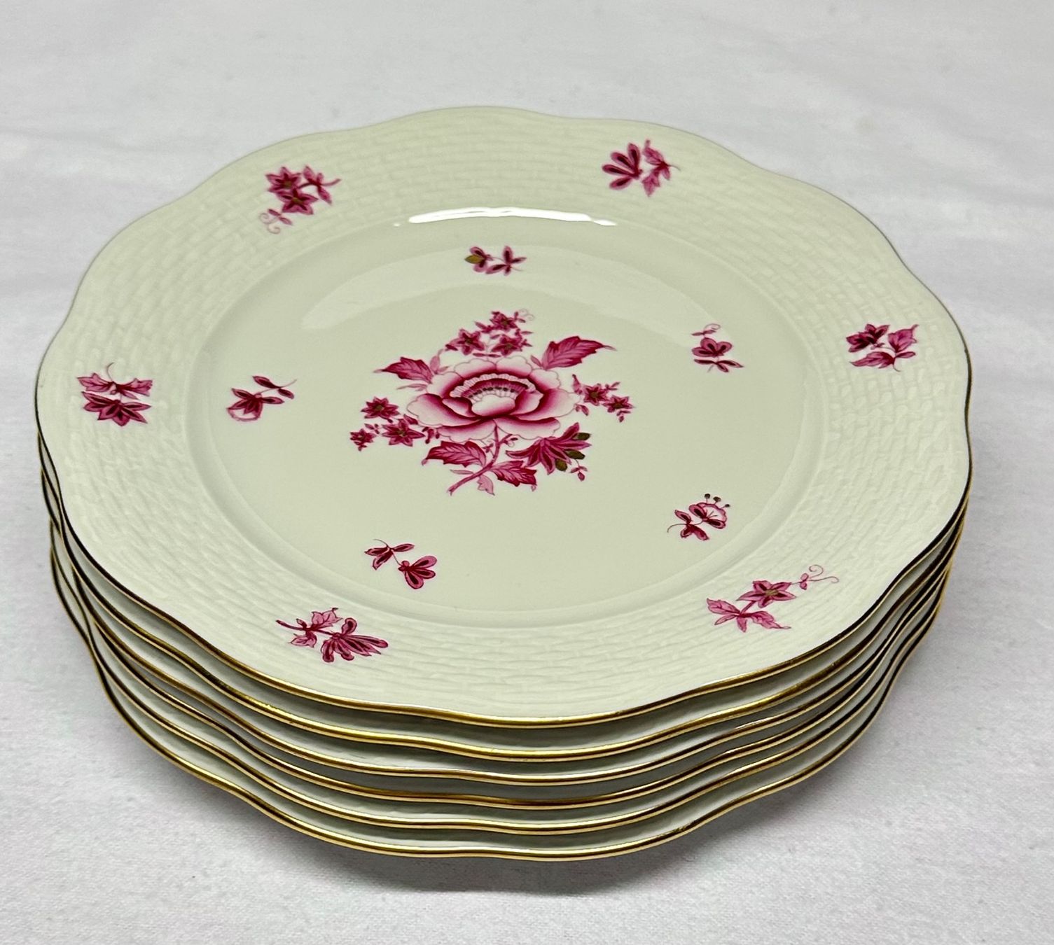 Herend Teller: 6 Stk. Herend Nanking Bouquet Raspberry Dessertteller 19cm – Gebraucht aus Oberrüti von Sabbi 8