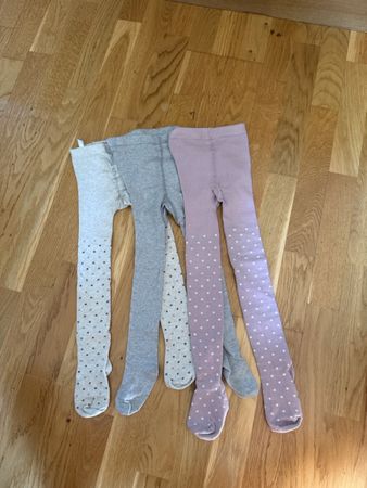 Strumpfhosen Kinder 3er Set Grösse 98/104 Punkte/uni neu