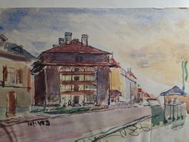 Zeichnung Gemälde Aquarell - Spiegel Signatur 1931