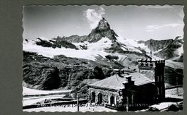 AK sw Gornergrat VS Bahnhof und Matterhorn ≈ 1951 