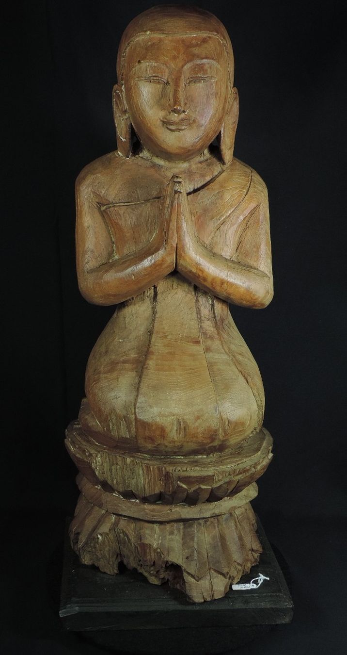 Sculture & Statue: grosse, alte Burma Mönchs Figur aus Teakholz – Usato da Duggingen venduto da roterbambus 8