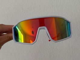 Summer Sport Sunglasses - White Frame - Rainbow Mirror Lens