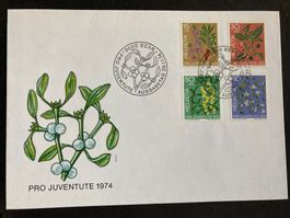 Schweiz 1974 FDC Satz Pro Juventute Giftpflanzen Wald