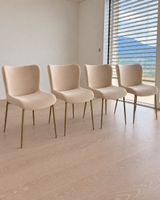 Lot de 4 chaises Westwing Tess velours beige, pieds dorés