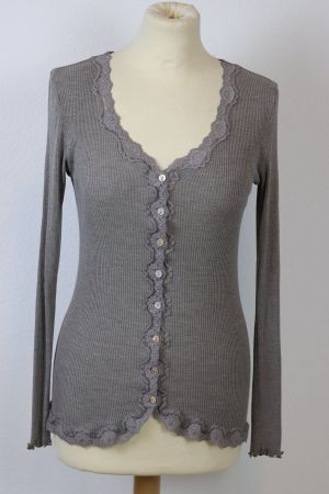 ROSEMUNDE Feinstrick Bluse mit Spitze, Seide, Grösse M