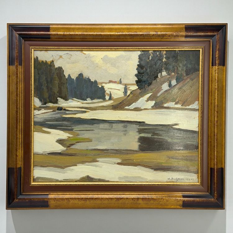 Walter Bugnon (1898-2003) paysage hivernal huile sur pavatex (D ...