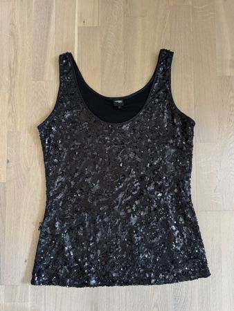 Pailletten Top schwarz L elegant