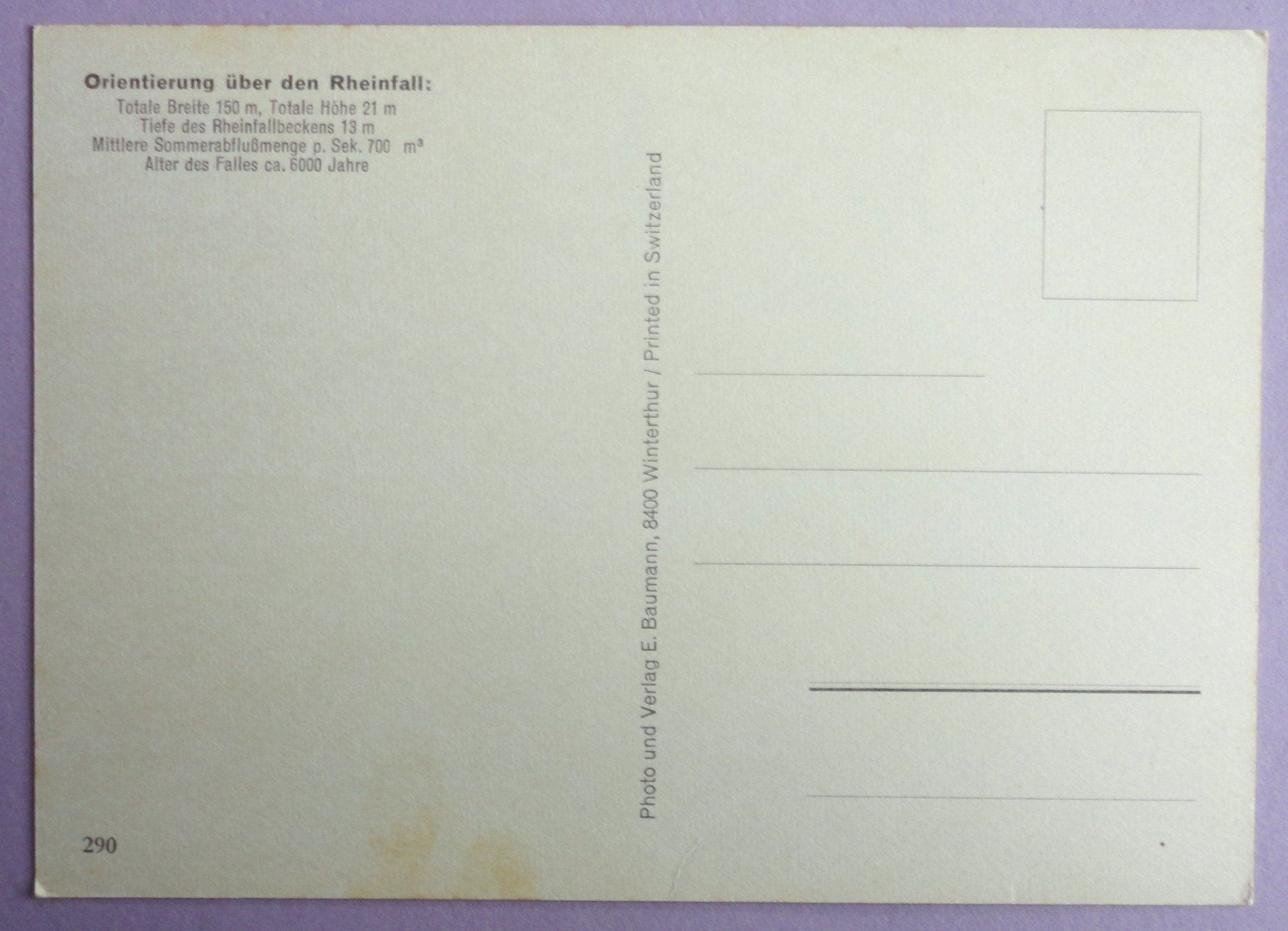 Cartoline postali: Rheinfall – Usato da Fétigny venduto da Billy2miny 1